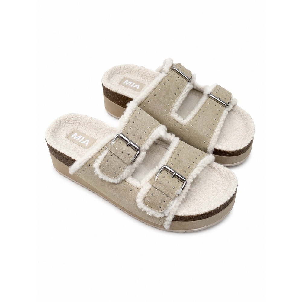 MIA Brookie-S Faux Fur Slide Sandals Womens Size 8